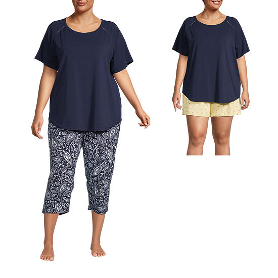 Liz Claiborne Womens Plus 3-pc. Short and Capri Pajama Set