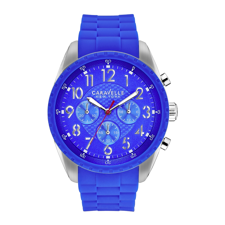 Caravelle New York Mens Blue Strap Chronograph Watch