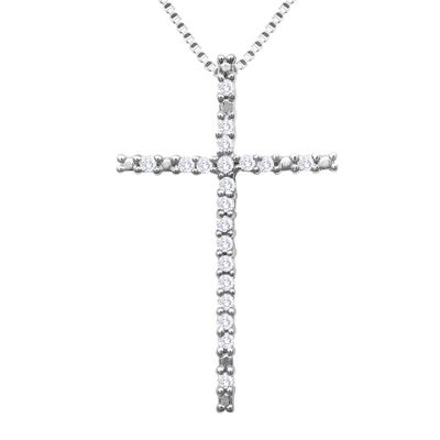 1/10 CT. T.W. Diamond Sterling Silver Cross Pendant Necklace JCPenney