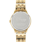 Disney Cinderella Womens Crystal-Accent Gold-Tone Bracelet Watch