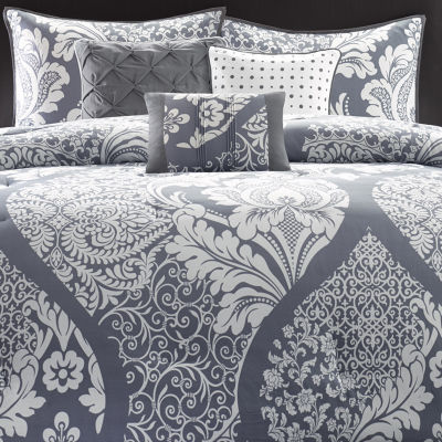 Madison Park Marcella Contemporary 7 Pc Cotton Printed Comforter