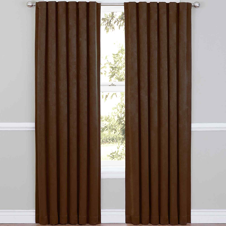 Eclipse Ella Back Tab Thermal Blackout Curtain Panel, Chocolate (Brown)