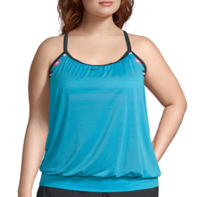 nike striped blouson swimsuit top
