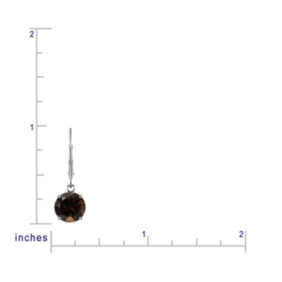 Round Genuine Smoky Quartz Sterling Silver Earrings