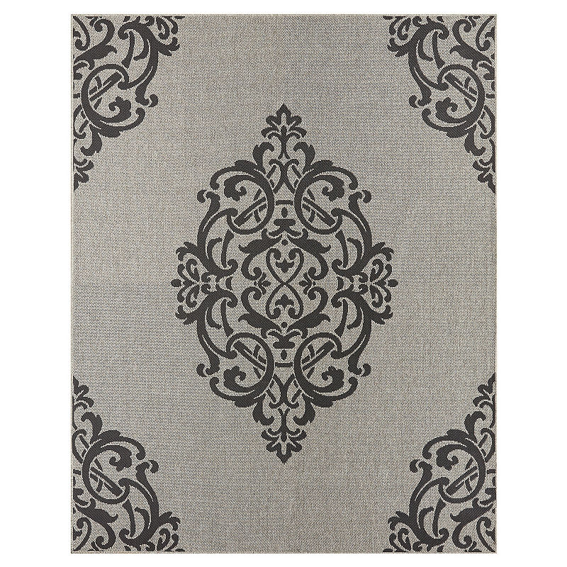 Mohawk Home Oasis Paloma Rectangular Indoor/Outdoor Rugs, 8'X10', Black