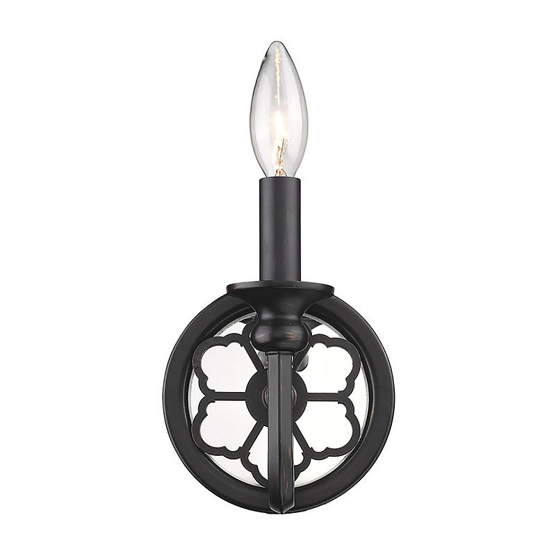 Saxon 1-Light Wall Sconce In Aged Bronze, Black