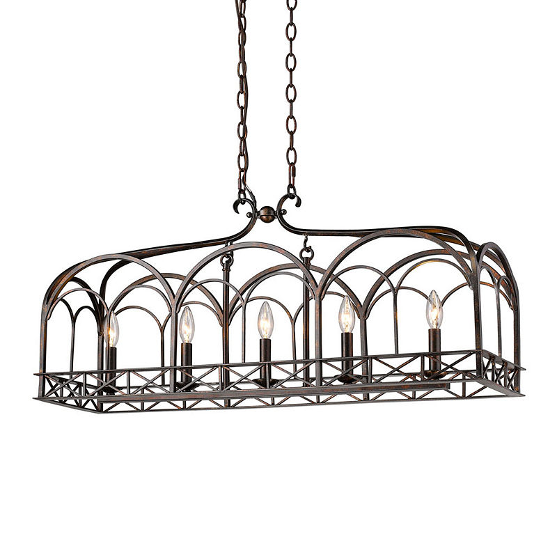Gateway 5-Light Linear Pendant In Fired Bronze, Brown