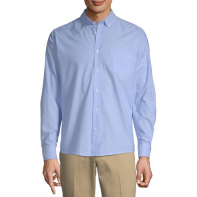 IZOD Young Mens Long Sleeve Button-Front Shirt, Color: Oxford Blue ...