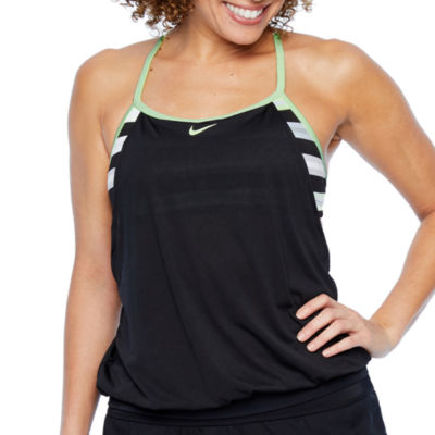 nike stripe blouson swimsuit top