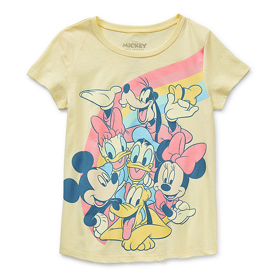 Disney Little & Big Girls Round Neck Mickey and Friends Short Sleeve Graphic T-Shirt