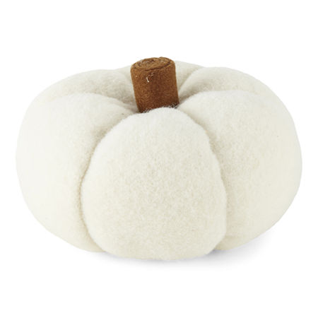 JCP Wool Pumpkin Tabletop Decor Collection, One Size , White