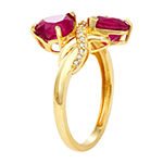 Womens Lead Glass-Filled Red Ruby & 1/10 CT. T.W. Genuine White Diamond 10K Gold Cocktail Ring