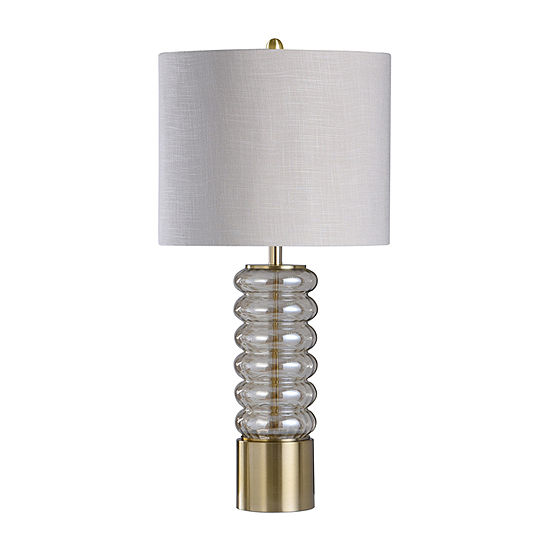 Stylecraft Round Clear Glass Finish Polished Steel Table Lamp