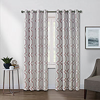 JCPenney Home Presidio Grommet Sheer Curtain Panel Golden Cocoon Multi 50"x95" 