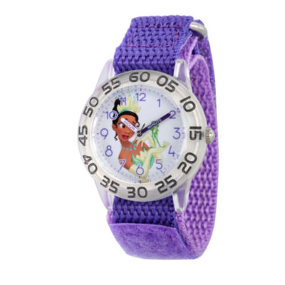 Disney Princess Girls Purple And Silver Tone Tiana Time Teacher Strap Watch W Jcpenney