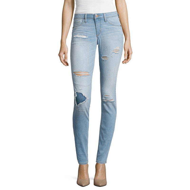 Arizona Destructed Skinny Jeans - Juniors, Blue (Size: 7) - Womens ...