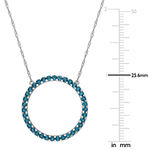 Womens Genuine London Blue Topaz 10K White Gold Pendant Necklace