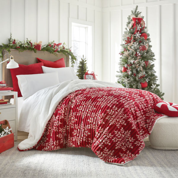 North Pole Trading Co. Plush Snowflake Faux Mink To Faux Sherpa Comforter