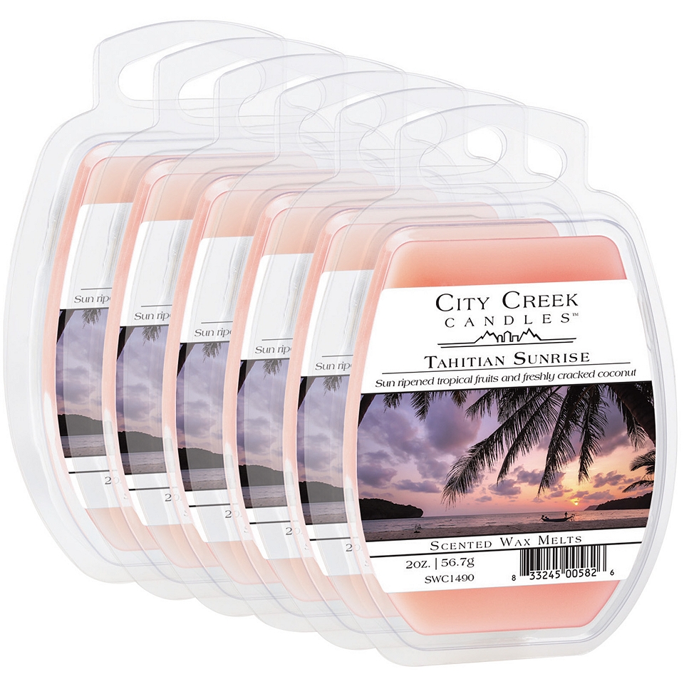 City Creek Candles Set of 6 Wax Melts Tahitian Sunrise, Pink