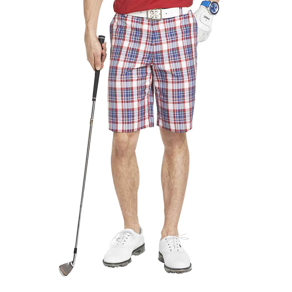 Izod Golf Plaid Shorts, Red, Mens
