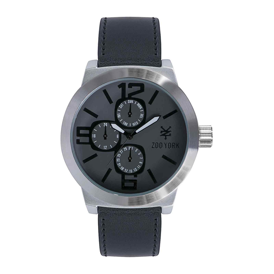 Zoo York Mens Faux Leather Strap Watch, Black