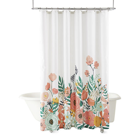 Home Expressions Floral Border Shower Curtain