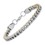 Steeltime 18K Gold Over Stainless Steel 8 1/2 Inch Solid Wheat Link Bracelet