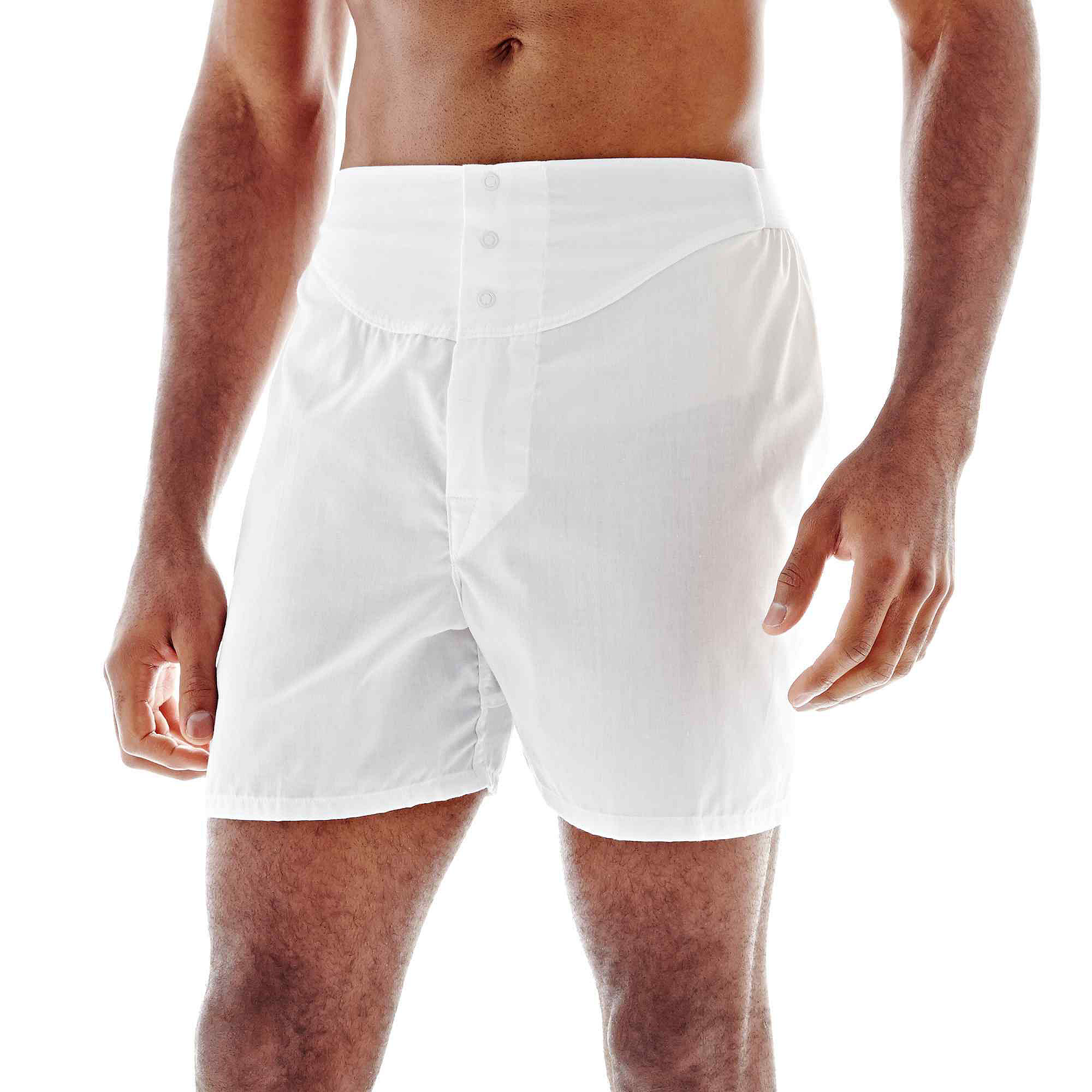 Stafford 3 pk. Blended Cotton Yoke Front Boxers, White, Mens on PopScreen