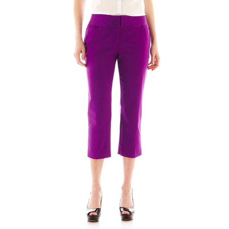 Worthington Sateen Crop Pants, Purple, Womens