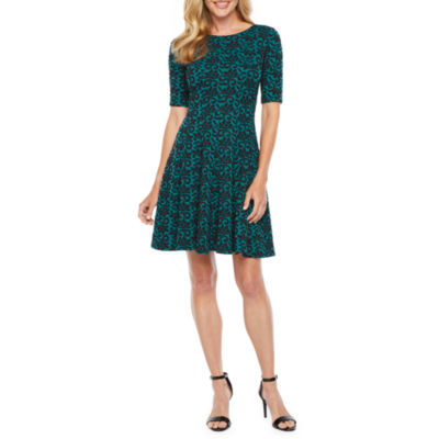 danny & nicole short sleeve fit & flare dress