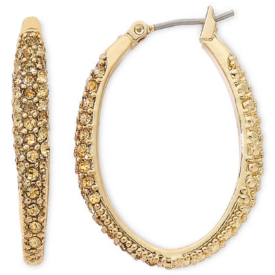 GoldTone Crystal Oval Hoop Earrings, Color Topz JCPenney