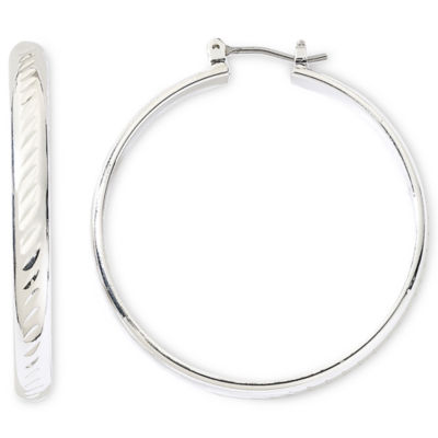 SilverTone Large Hoop Earrings, Color Gray JCPenney