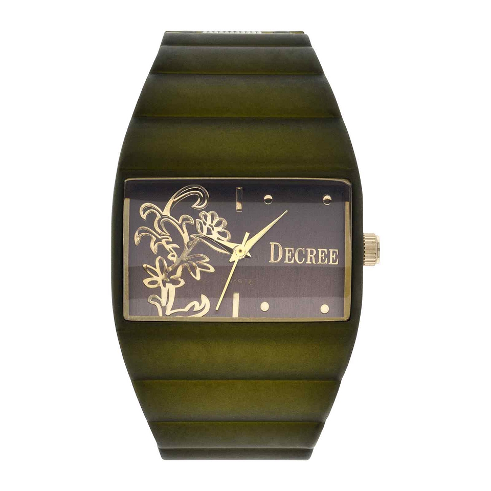 Decree Womens Floral Dial Bangle Watch, Green