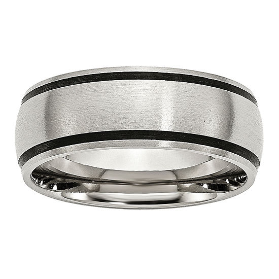 Mens 8mm Stainless Steel Black Rubber Wedding Band Jcpenney