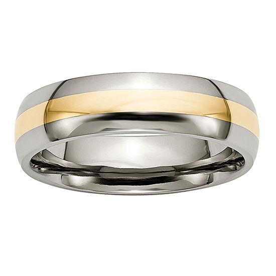 Mens 6mm Titanium 14k Yellow Gold Inlay Wedding Band Jcpenney