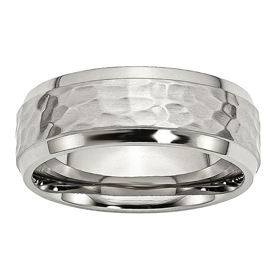 Mens 8Mm Stainless Steel Wedding Band