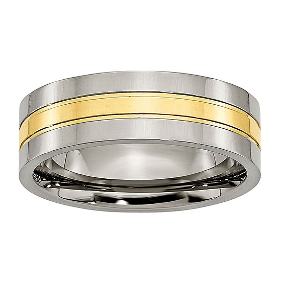Mens 7mm Titanium & Ion-Plated Plated Wedding Band