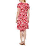 St. John's Bay Short Sleeve Paisley A-Line Dress