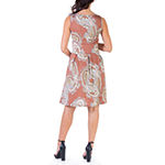 24/7 Comfort Apparel Maternity Sleeveless Floral Fit + Flare Dress