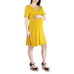 24/7 Comfort Apparel Maternity Short Sleeve Shift Dress
