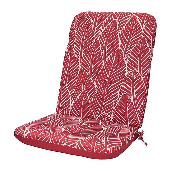High Back Red Feather Print With Ties Patio Seat Cushion