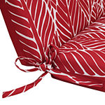 High Back Red Feather Print With Ties Patio Seat Cushion