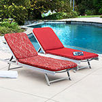 Lounger Red Feather Print With Ties Lounge Cushion