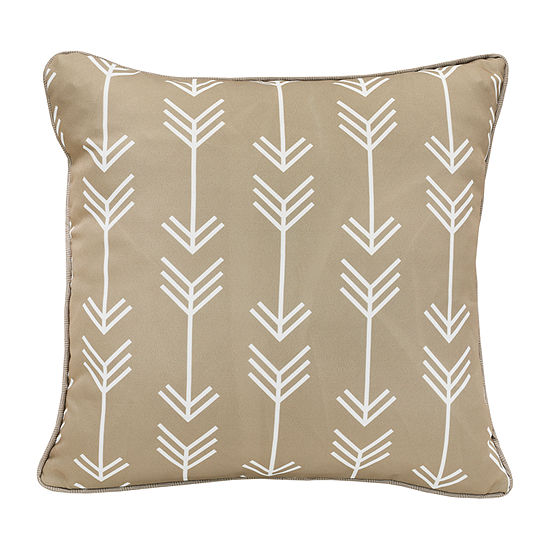 Decorative Taupe Arrow Zip Cover Square Outdoor Pillow