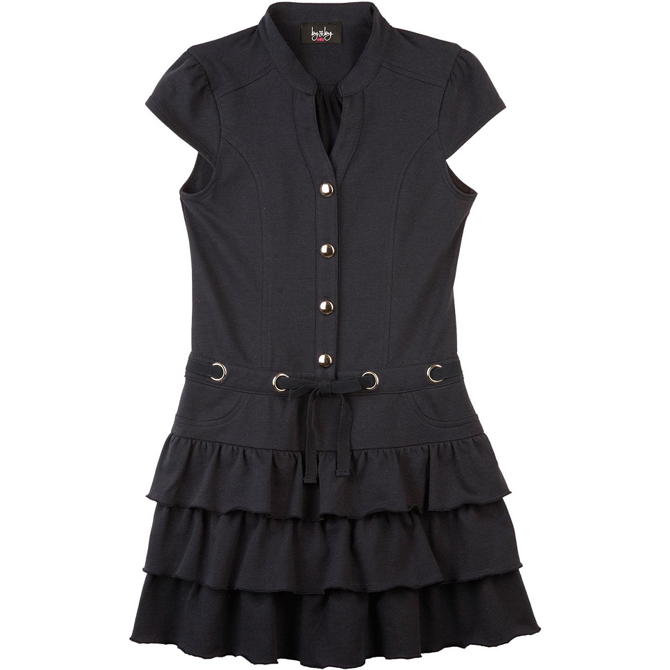 by&by Girl Triple Tier French Terry Dress   Girls 7 16, Navy, Girls