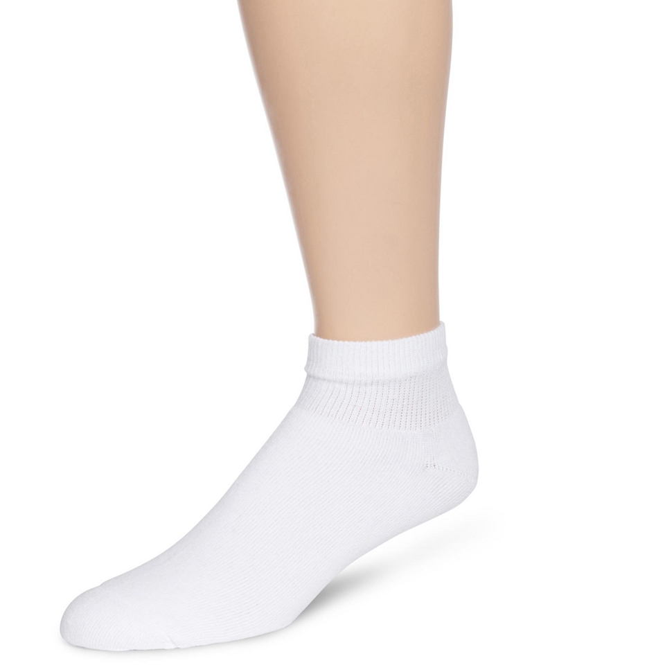 Hanes 6 Pack Quarter Socks, White, Mens