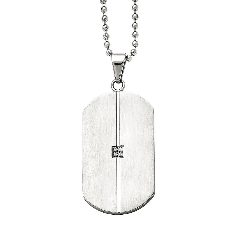 Mens Cubic Zirconia Stainless Steel Pendant