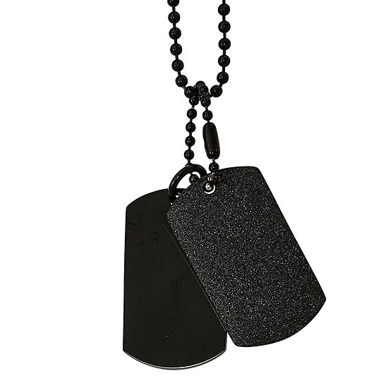 Mens Stainless Steel Black Ion-Plated Double Dog Tag Pendant