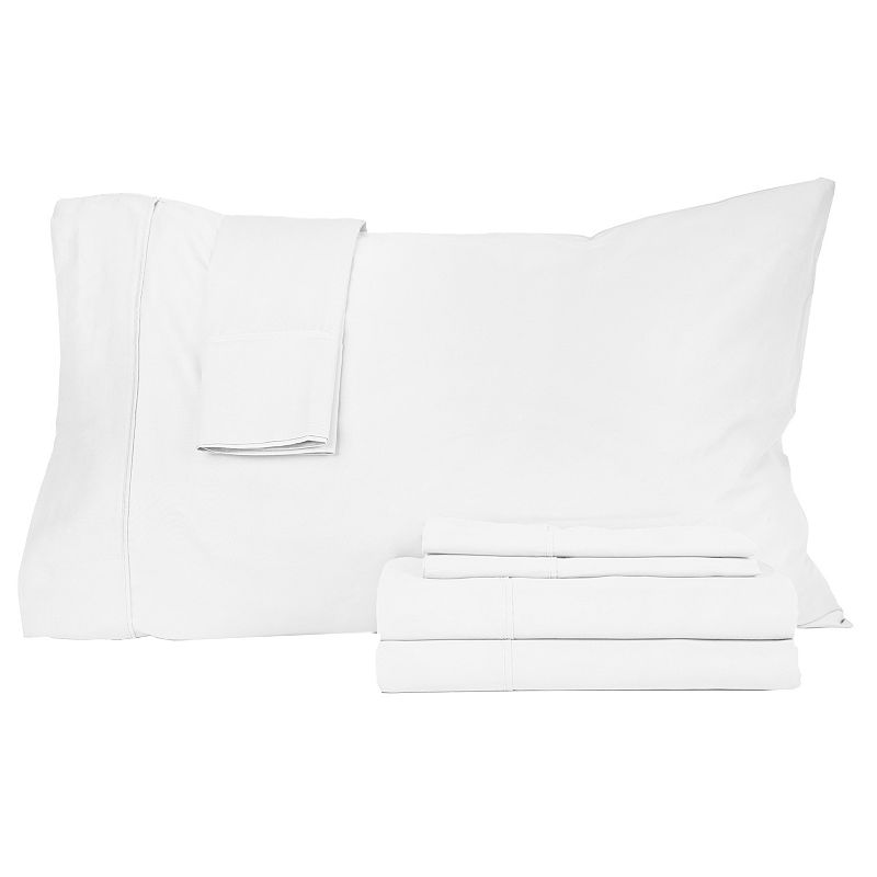 Perthshire Platinum 410Tc Cotton Sateen 6-Pc. Sheet Set, Queen 6-Pc Set, White