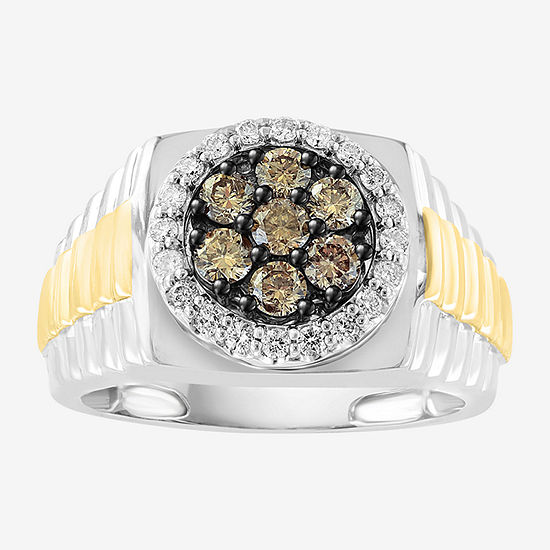 Effy  Mens 1 CT. T.W. Genuine White Diamond 14K Two Tone Gold Fashion Ring